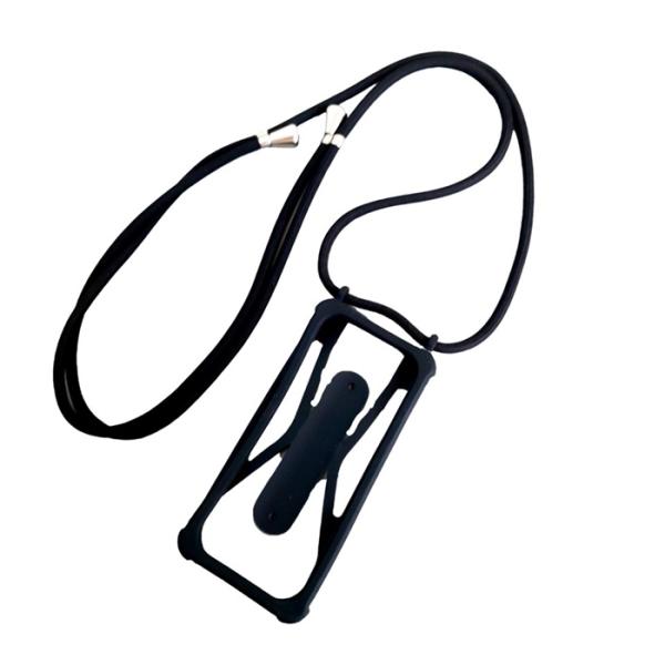 スマホストラップ 140cm ショルダー シリコンホルダー リング ブラック