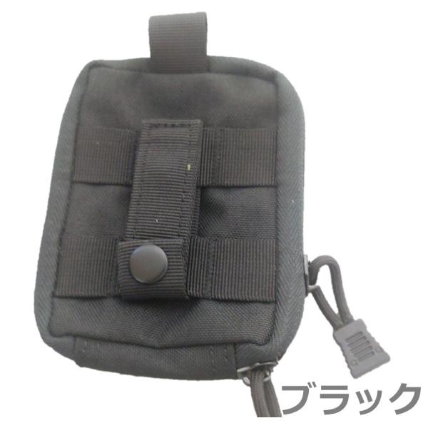 [set] ガジェットケース フラットポーチ 13×10×2  モールシステム ミリタリー ナイロン ブラック ベルトループ付