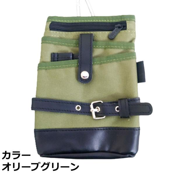 ベルトポーチ ツールポーチ カラビナ付 ポリエステル オリーブグリーン OG YTB-005OG