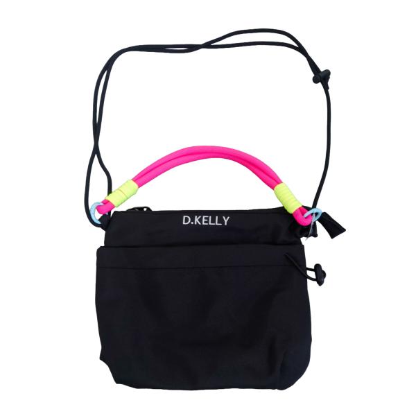 ディーケリー ロープ紐三層ショルダーバック 斜め掛け D.KELLY DK-PS-771 ブラック×マゼンタ