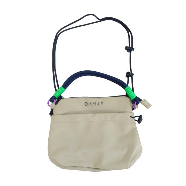 ディーケリー ロープ紐三層ショルダーバック 斜め掛け D.KELLY DK-PS-771 カーキグリーン×ネイビー