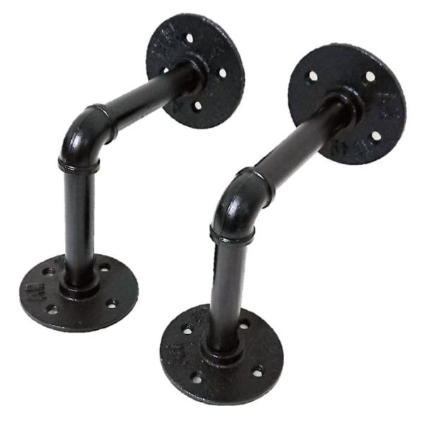 インダストリアル パイプデザイン L字パーツ DIY  スチール ブラック インテリア