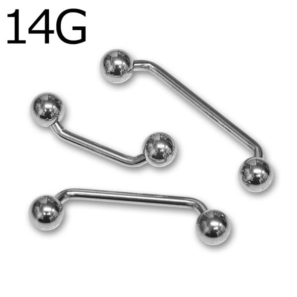 ボディピアス 14G サーフェイスバーベルB シルバー 表面皮膚専用