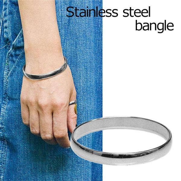 アクセサリー ステンレス プレーンリングバングル / シルバー レディース 腕輪 ブレスレット シンプル 金属アレルギー対応 甲丸 切れ目なし 輪っか 柄なし