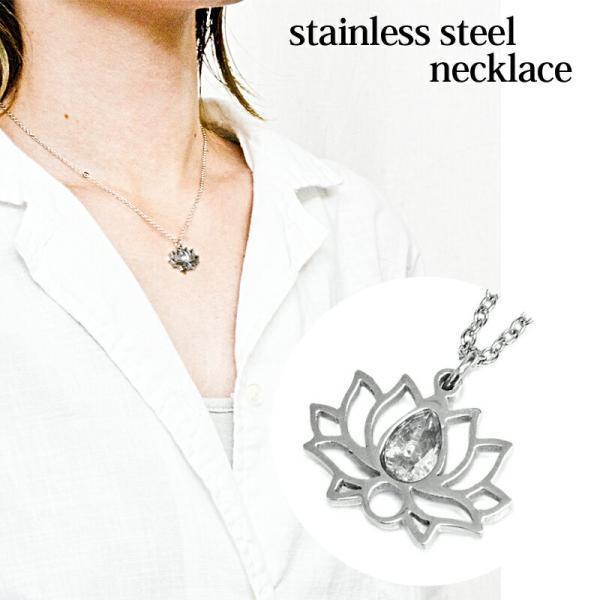アクセサリー ステンレス 蓮モチーフネックレス / シルバー アクセサリー ステンレス 蓮モチーフネックレス / シルバー