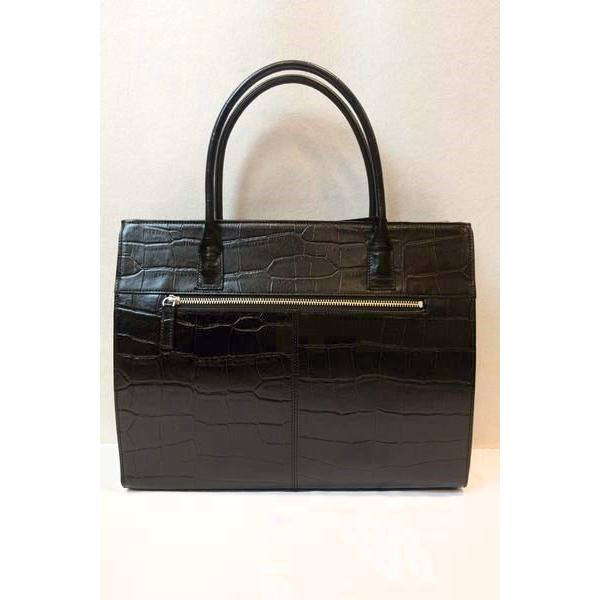 レザーバッグ 手提げバッグ ブラック クロコダイル型押し牛革 日本製