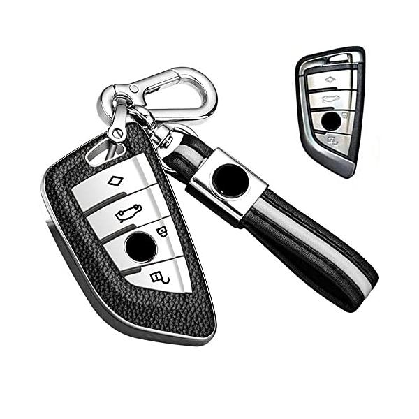 キーケース BMW用 スマートキーケース キーカバー 革柄 TPU BMW専用設計 4ボタン キーホルダー BMW専用 X1X3X5X6 スマートキーケース