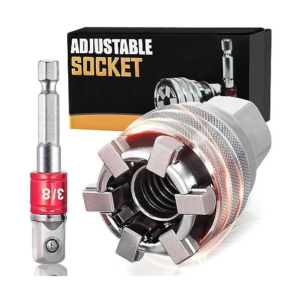 KEWAYO 万能ソケットレンチセット ユニバーサルソケットレンチ六角軸ドリルアダプター アダプター延長バー差込角9.5mm 3/8インチ  DIY 工事 自動車 バイク修理ツ