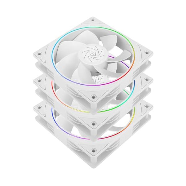 Thermalright TL-S12RW X3 CPUファン120mm逆流ファンケースクーラーファン、ARGB照明付き、1500RPMスピードCPU冷却ファン、ホワイトPC PWM静音コンピュータファ