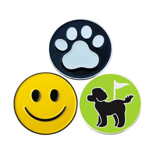 Adhere ゴルフ マーカー 金属ゴルフ ロゴボールマーク かわいい猫犬 肉球 デザイ3個入り 含まない 台座