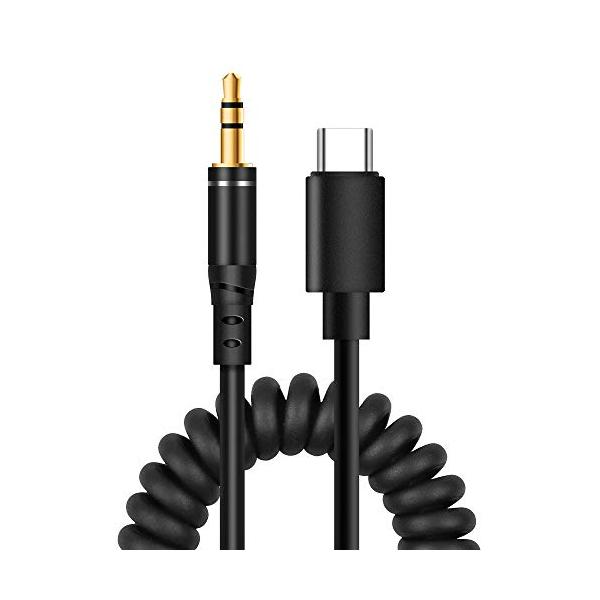 オーディオケーブル USB Type-C to 3.5mm AUXケーブル カールコード式 ステレオミニプラグ 1.2ｍ 長く伸びるカールケーブル 高耐久 USB-C to 3.5mm オス スピー
