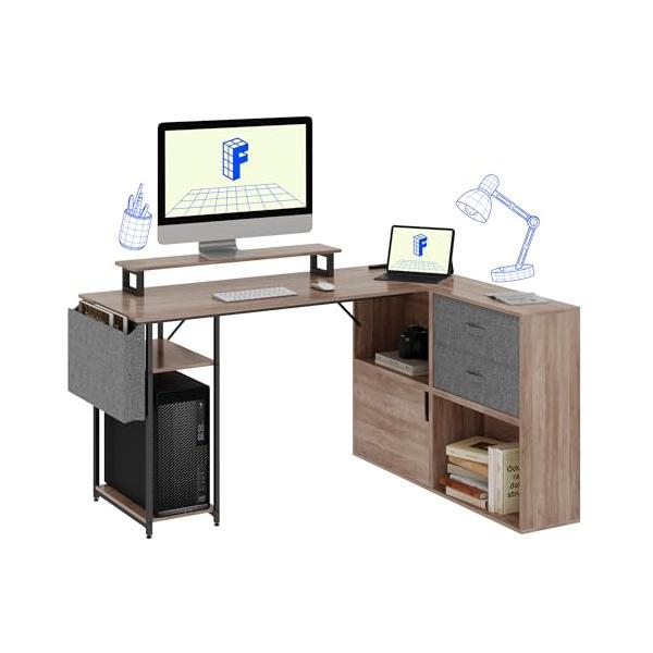 FLEXISPOT l字デスク *デスク FD19 デスク 収納付き 引き出し 幅134x