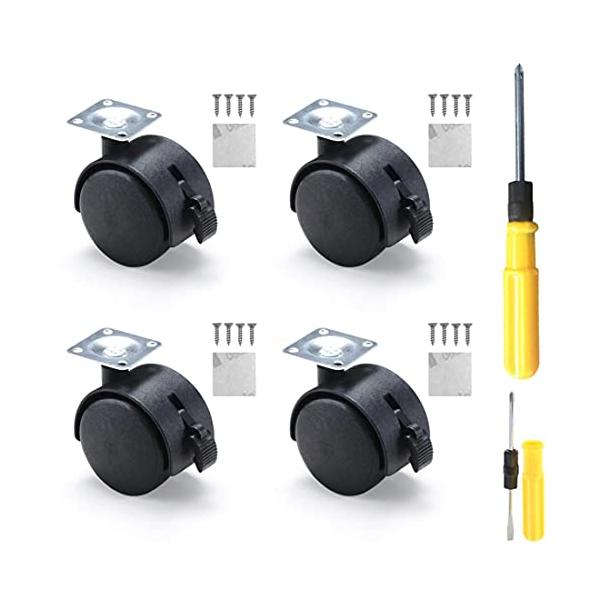 パッケージ 内容 4個のフラットブレーキキャスター、16個のステンレススール製ネジ、4枚両面テープ、1個両用ドライバー。フラットキャスターを取り付けるためのすべてのニーズを満たします。インストールを行うためにアクセサリを購入する必要はありま...