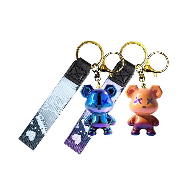 くまるくん キーホルダー 4点セット ziyue] ロボット熊 ペア キーホルダー カップル グラデーション樹脂