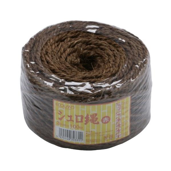 タカショー 棕梠縄(シュロナワ)エコランド 3mmX100m 赤