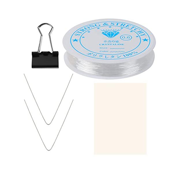 FINGOOO シリコンゴム 水晶の線 クリア 図解説明書付き・4サイズ選択可能 ブレスレット用 切れにくい 作成 修理 DIY (透明0.6MM)