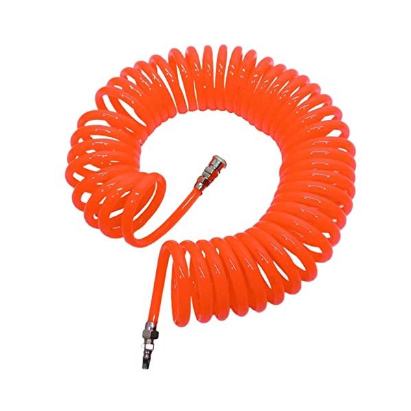 TEXST スパイラルエアーホース   有効長10m 内径8mm 外径12mm (エアー コンプレッサー用 プロ仕様) コイルホース スクリューホース エアホース (10M)