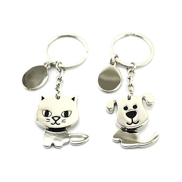 naissant  ２個セット  ペア カップル 犬 猫 モチーフ かわいい & 首振り わんこ にゃんこ ペアキーホルダー