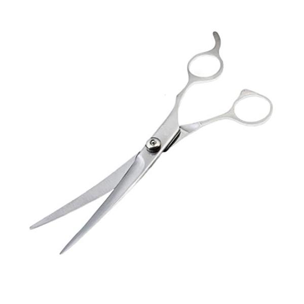 RICHAIR プロ仕様 ペット用 トリミング ハサミ カーブシザー 顔周り 足回り 目元 丸みを出しやすいカーブ型の刃 トリマー 犬 猫 ペット用 全長19cm (上カーブハ