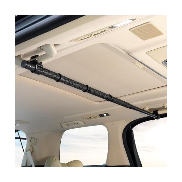 Mozan 車用ハンガーバー インテリアバー マルチグリップバー 83cm*156cm 伸縮自在 衣類ハンガー 釣り竿 ロッドホルダー 車内用 引き込み式 バー 収納 ハンガー