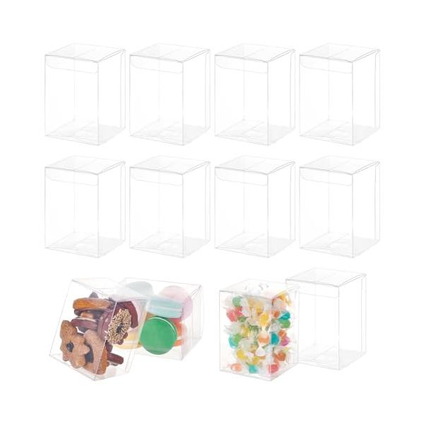 BENECREAT 20個 PVC透明プラスチックケース 長方形 7x7x10cm 折り畳み