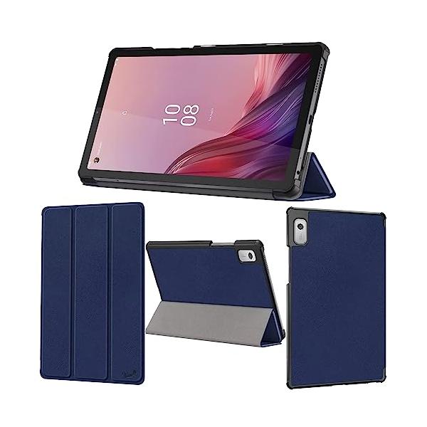 wisers Lenovo Tab M9 B9 専用タブレットケース (ダークブルー) 9.0インチ 対応 (保護フィルム 付き/スリムタイプ) タブレットカバー 2023 新型