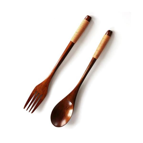 カトラリーセット スプーン フォーク スプーン付き 木製フォーク 多機能 食器 家庭用 ポータブル食器 キャンプ おしゃれ 和風 レストラン用 ディナーセット プレゼント ある 2点セットホーム＆キッチン/食器・グラス・カトラリー/箸・カト...