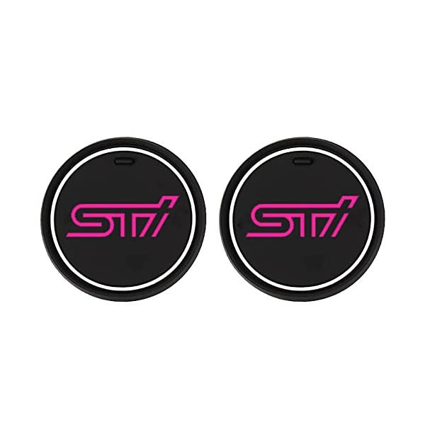 STI スバル ノンスリップ コースター レヴォーグ レガシィ フォレスター インプレッサスポーツ XV B4 BRZ G4 ドリンクホルダー用 発光 (スバル