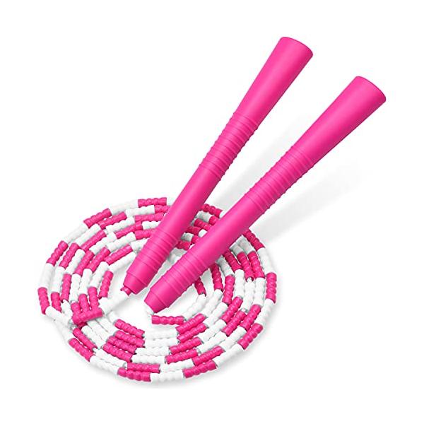 商品仕様 サイズ：ロープ約260cm、グリップ19.3cm。素材：PPグリップ*PVCビーズ*ナイロン紐。本体重量：約90g。 長さの調整が簡単  柔らかいPVCビーズ 摩耗に強いPVCビーズは柔らかくて、引っかかってもあまり痛くないです。...