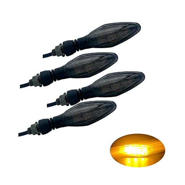 MGM ターンシグナル Eマーク認証 車検対応 4個 セット バイク用 汎用 LED 高輝度 ウインカー 12V (スモーク/４個, モデル2)