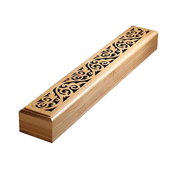 お香立て 横置き香炉 線香立て 線香皿 木製香炉 天然竹製 不燃シート付 携帯用 ふた マグネット付 仏壇/茶道用品/香道用/料亭用 インテリア/ヨガ/瞑想/睡眠/読書