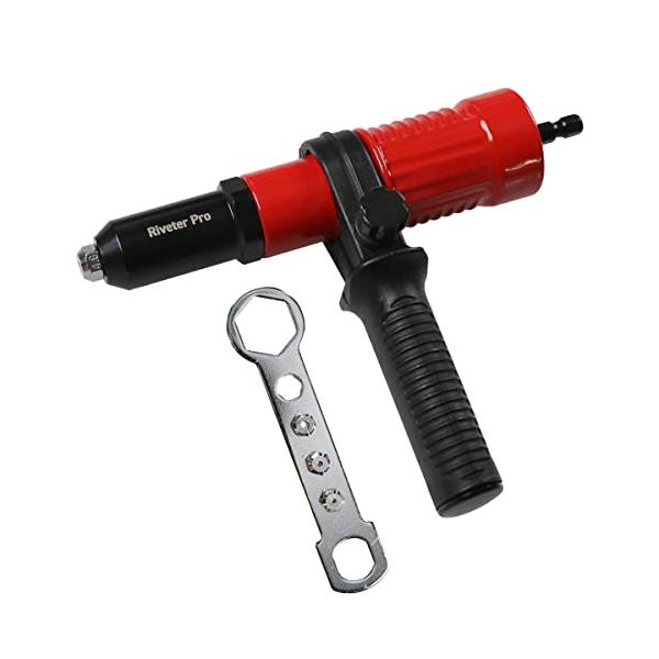 riveter pro リベッタープロ インパクトドライバー専用 リベットガン 電動 リベッター ナッター アタッチメントリベッター 六角レンチ付き 合金鋼 レッド*ブラッ