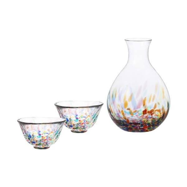 アデリア(ADERIA) 津軽びいどろ ねぶた流し 酒器セット 日本製 徳利 おちょこ 冷酒器 とっくり ガラス 日本酒 グラス おしゃれ ガラス 冷やす 容器 入れ物 ギフ