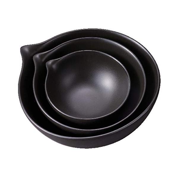LIVING TALK 中鉢 黒 W14.5xD13.5xH6cm 片口鉢 3点セット TKP404BK