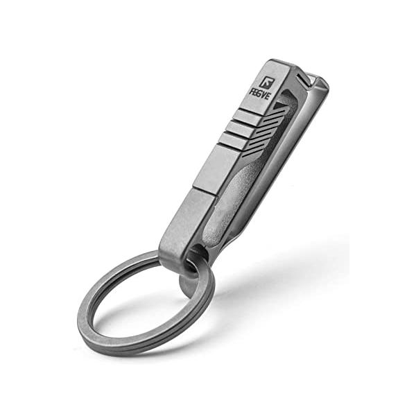 TISUR チタン キーホルダー ベルト クリップ カラビナ ベルトフック おしゃれ メンズ キーリング 取り付け簡単 バイク 自転車 鍵(BK1-クリップ式)