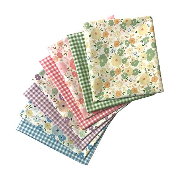 8枚入 生地 花柄 チェック カットクロス 綿 柔らかい パッチワーク布地