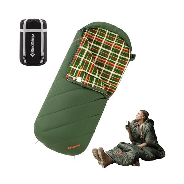 【特価セール】KingCamp 寝袋 ワイド 封筒型 フランネル生地 大人用 シ KingCamp 封筒型寝袋ワイドフランネル生地シュラフ大人用幅広