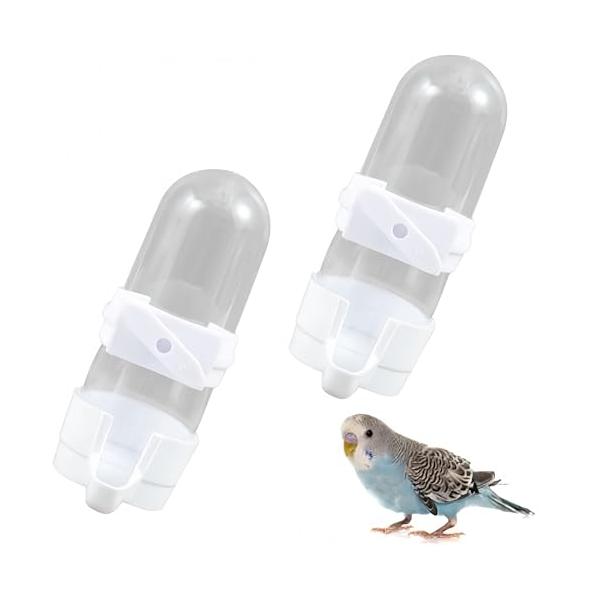 小鳥用 自動給水器＆餌入れ 90ml 2個セット インコ・文鳥・セキセイインコ対応 ケージ取り付け式 防漏れ設計 ペット給餌器 水飲みボトル