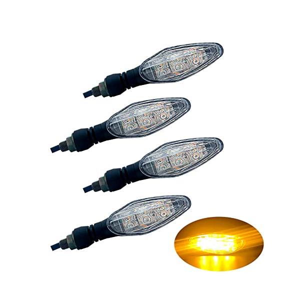 MGM ターンシグナル Eマーク認証 車検対応 4個 セット バイク用 汎用 LED 高輝度 ウインカー 12V (クリア/４個, モデル2)
