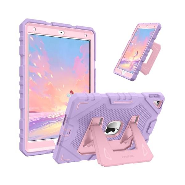 Fintie iPad 第9 / 8 / 7世代 2021/2020/2019 10.2インチ用ケース キッズケース 子供用 耐久 耐衝撃 頑丈 全面保護 内蔵スタンド付き(パープル) * フルボディの