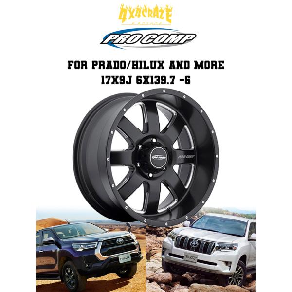 (即納)プラド・ハイラックス・FJクルーザー他 17インチホイール 17x9J 6H139.7 -6 PROCOMP 5183-7983マットブラック