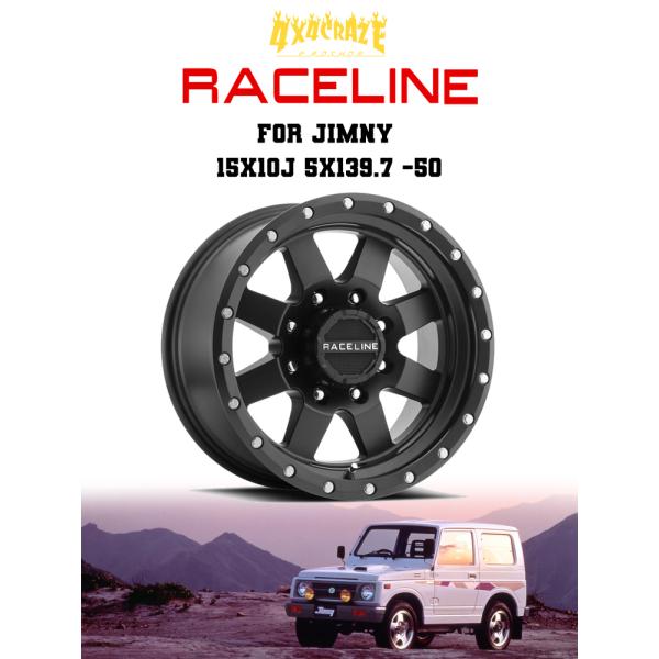 (即納)ジムニーja11 15インチホイール 15x10J 5H139.7 -50 RACELINE サテンブラック