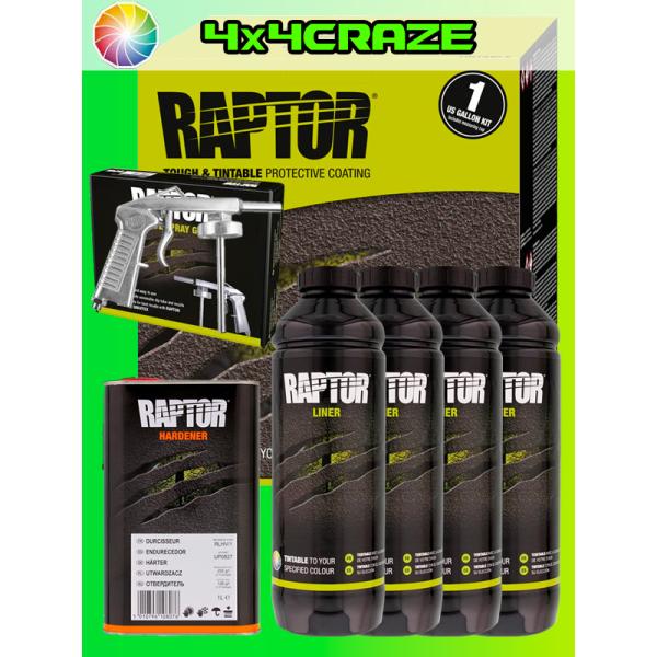(即納)ラプターライナー ガン付き 4L TINTABLE 色替え用 U-POL RAPTOR LINER 正規品