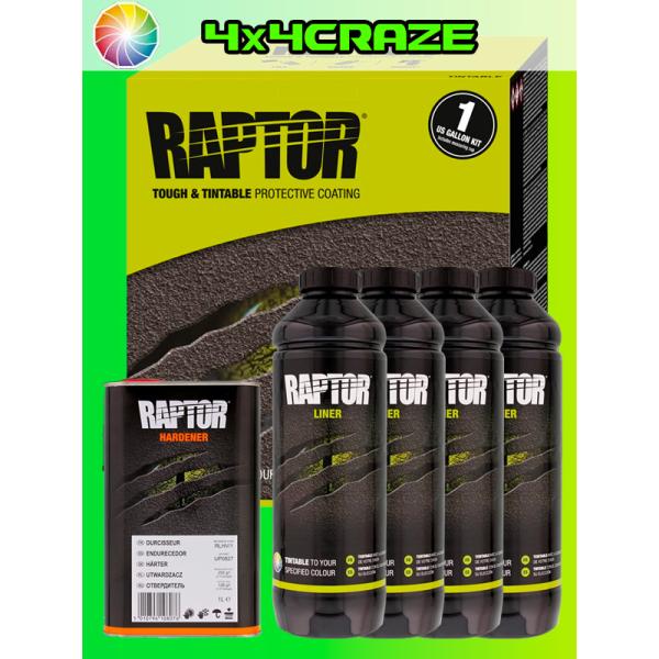 ★当店はU-POL社からの正規輸入代理店です。U-POL製のRAPTOR LINERの4Lセットになります。◆セット内容カラー：色替え用(1)ラプターライナー4リッター（１リッター×4本）(2)硬化剤(3)軽量カップ※塗装ガンは別売りとなり...
