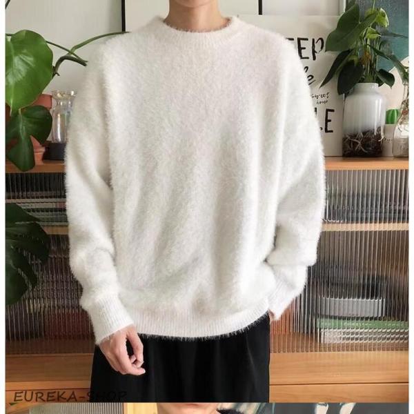 シャギー ニットセーター モヘア風 セーター メンズ モヘアタッチ