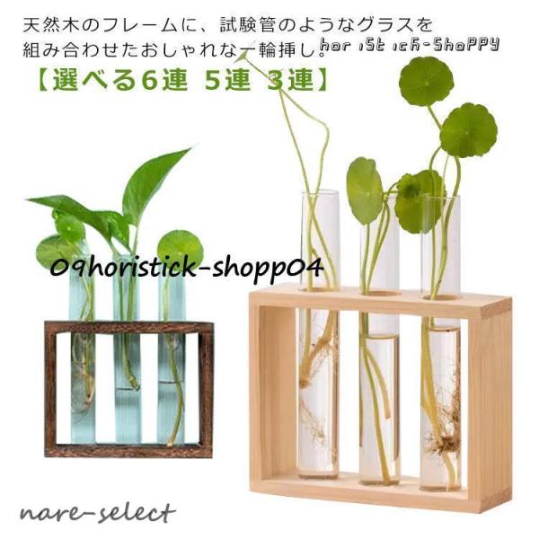 一輪挿し 試験管 インテリアセット 花瓶 一輪挿し 試験管 6連 フラワーベース ガラス 花びん 木製