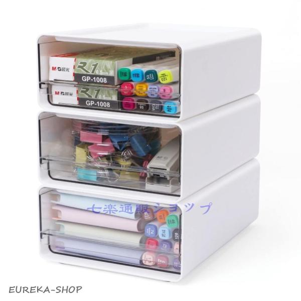 『自由な組み合わせ』文房具、事務用品、化粧品、小物などをすっきり収納ケース。3段のデザイナで自由な組み合わせが可能です。積み重ねられるので省スペースで収納力が上がります『透明な引き出しで一目瞭然』透明な引き出しだから、小物がどこあるか一目瞭...