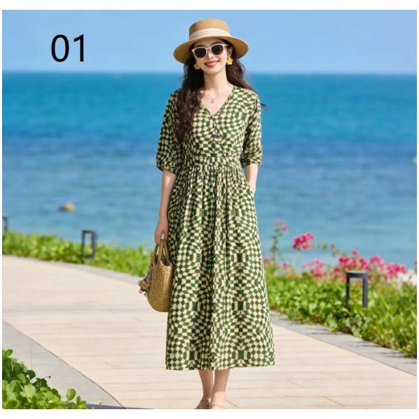 リゾートワンピ ハワイアン ワンピース 夏 シフォン ロングワンピース