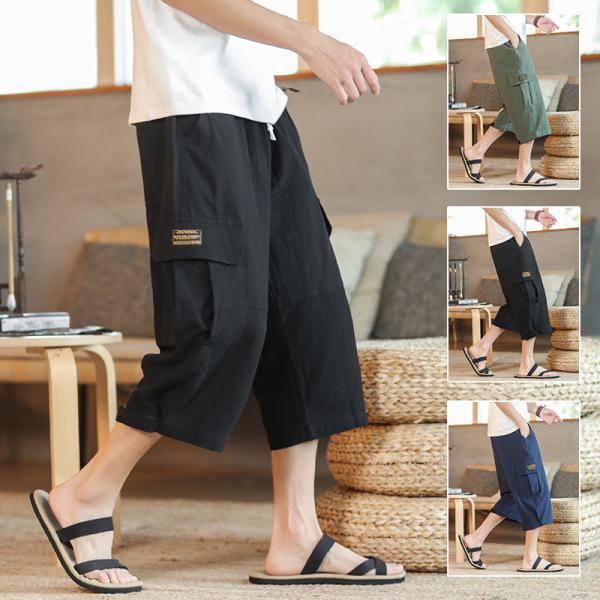 七分丈 ショートパンツ 綿 七分丈ズボン カーゴパンツ 大きい メンズ涼しい七分シャツ クロップド パンツ 7分丈パンツ パンツルック