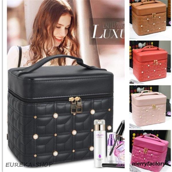 状態：新品未使用　カラー：ブラックピンクローズグリーンレッドブラウンサイズ：長さ24.5cm*マチ19cm*高さ21cm内部サイズ：長さ22.5cm*マチ17.5cm*高さ14.5cm（実際容積）素材:PU 防水メイクボックス 鏡付き 大容...